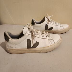 VEJA Campo Men's Sz US 10/ EU 41 White Khaki Leather Low Top Sneakers